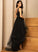V-neck Cora With Tulle Prom Dresses Beading Asymmetrical Ball-Gown/Princess