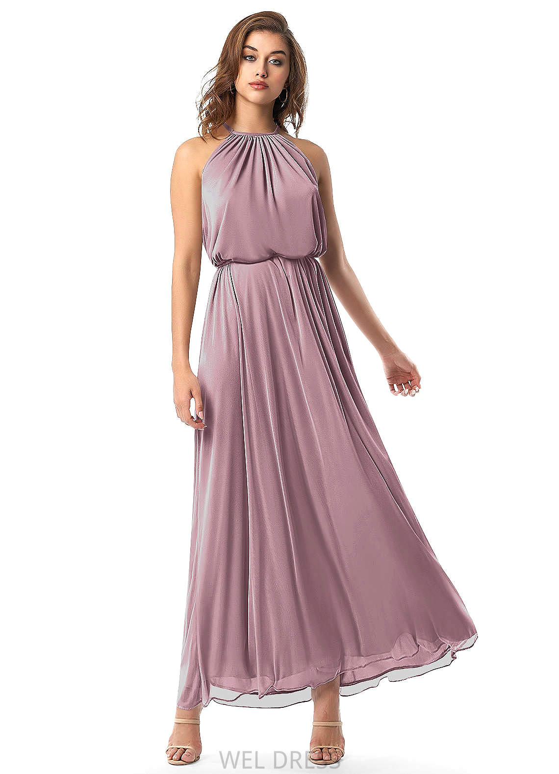 Erica A-Line/Princess Sleeveless Natural Waist Floor Length Straps Bridesmaid Dresses