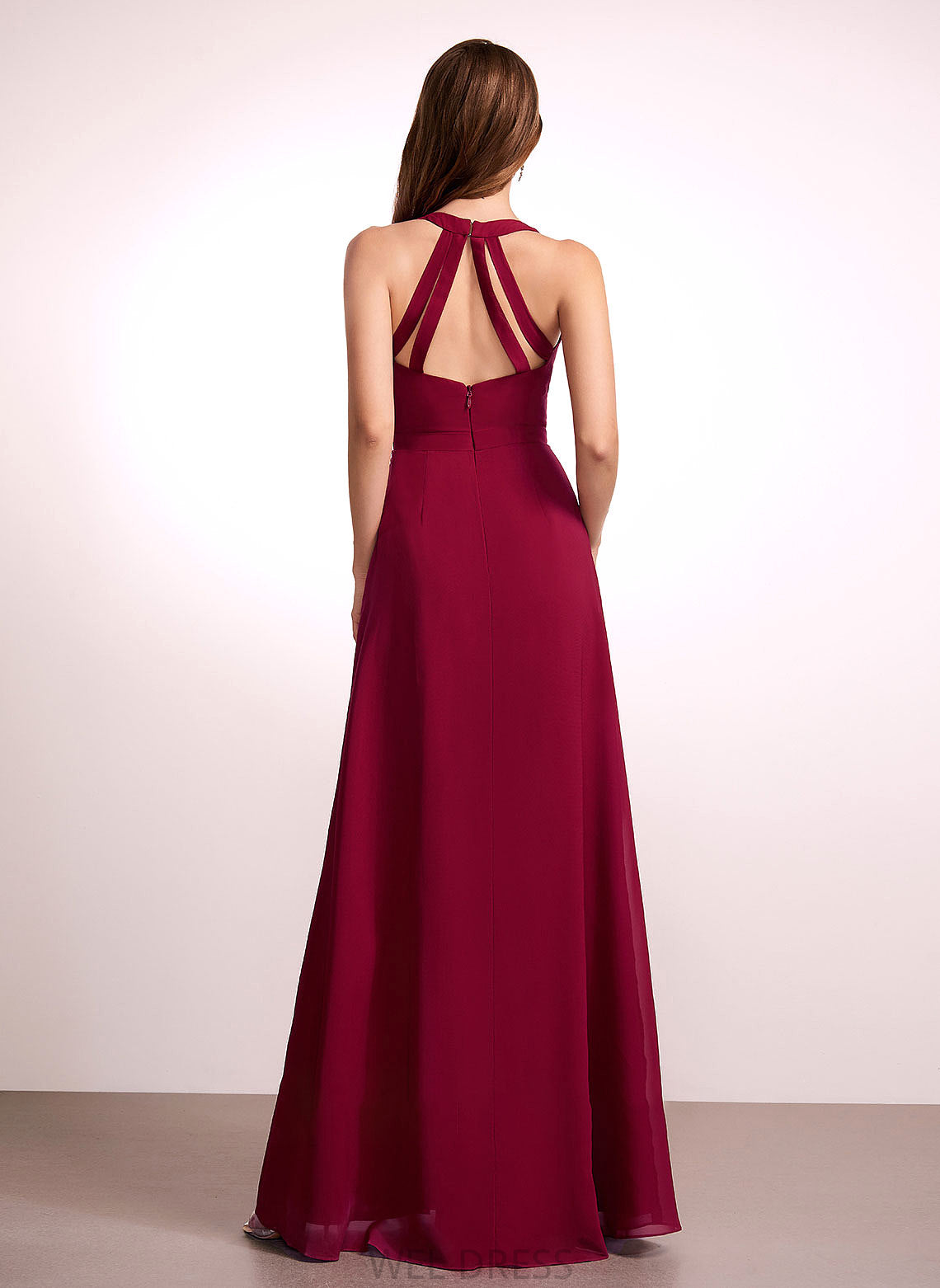Silhouette V-neck Length Straps A-Line Fabric Floor-Length Neckline Deborah Natural Waist Floor Length Sleeveless
