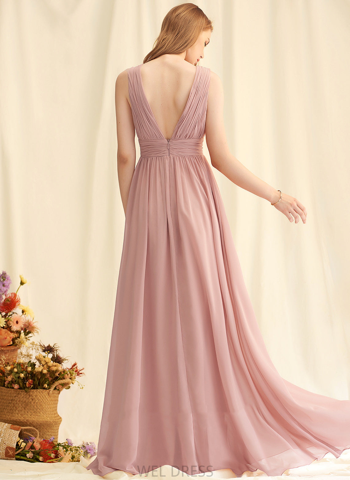 Silhouette SplitFront A-Line Embellishment V-neck Floor-Length Neckline Length Fabric Helen Floor Length Scoop Bridesmaid Dresses