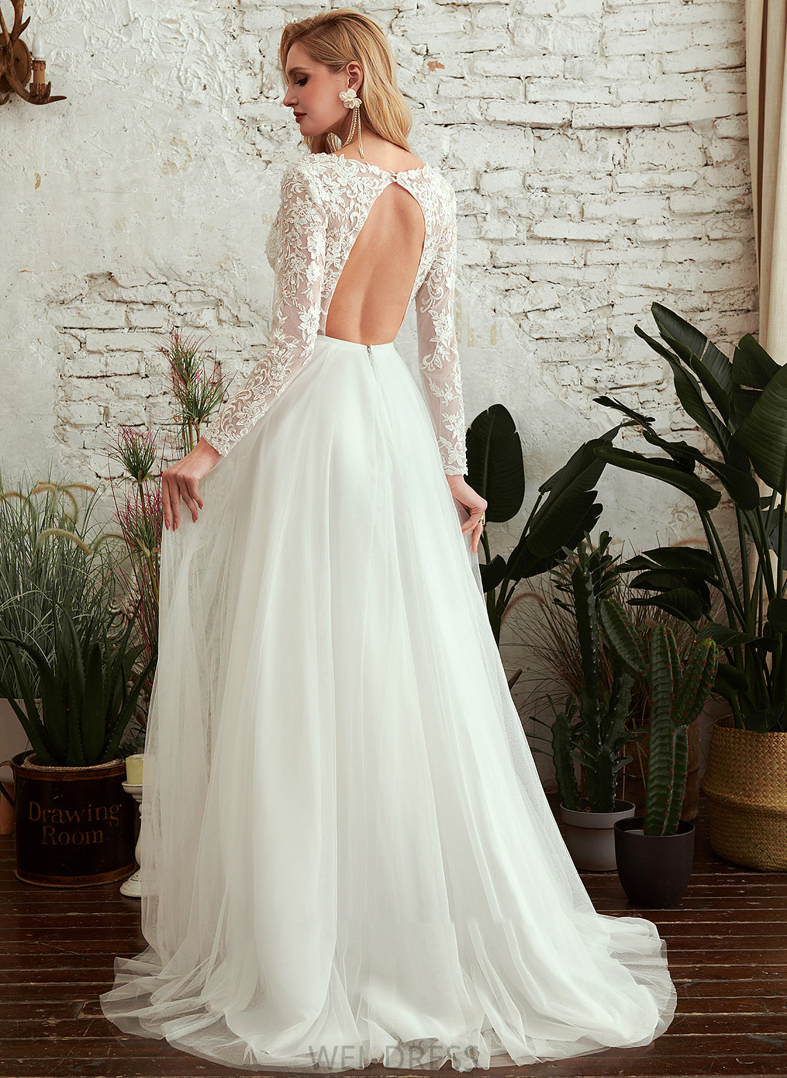 Beading V-neck Sweep Brooklyn Wedding Dresses With Dress A-Line Sequins Train Wedding