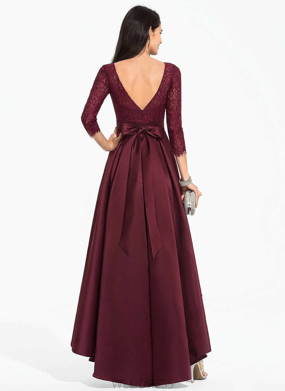 With Scoop Asymmetrical Ball-Gown/Princess Satin Neck Bow(s) Saniyah Prom Dresses