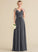Silhouette Length V-neck Floor-Length Ruffle A-Line Fabric Sequins Embellishment Beading Neckline Selina
