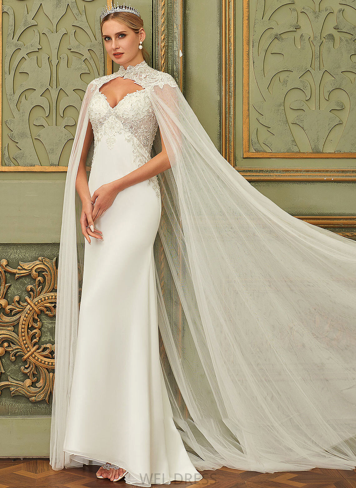 Sequins With Wedding Dresses Dress Wedding V-neck Sidney Trumpet/Mermaid Sweep Train Lace Chiffon