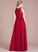 Pamela With Neck Chiffon Front Scoop Floor-Length Ruffle Bow(s) Split A-Line Prom Dresses