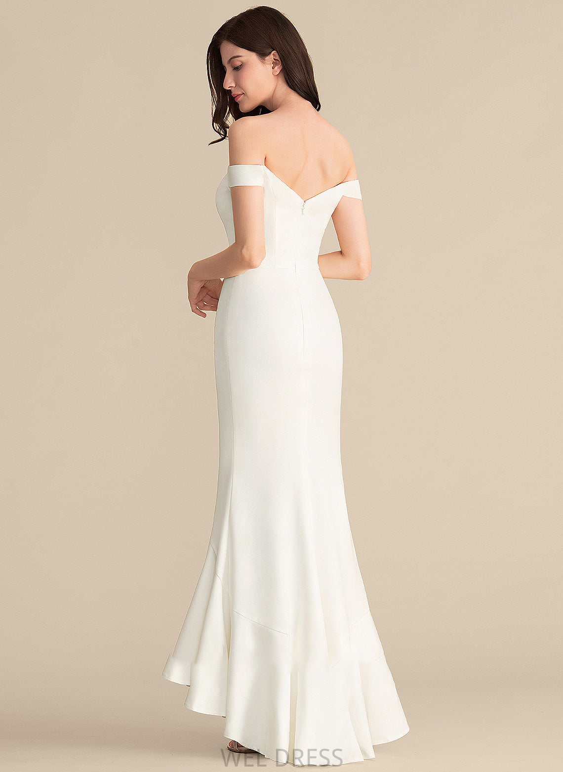 Asymmetrical Crepe Katrina Dress Wedding Trumpet/Mermaid Off-the-Shoulder Stretch Wedding Dresses
