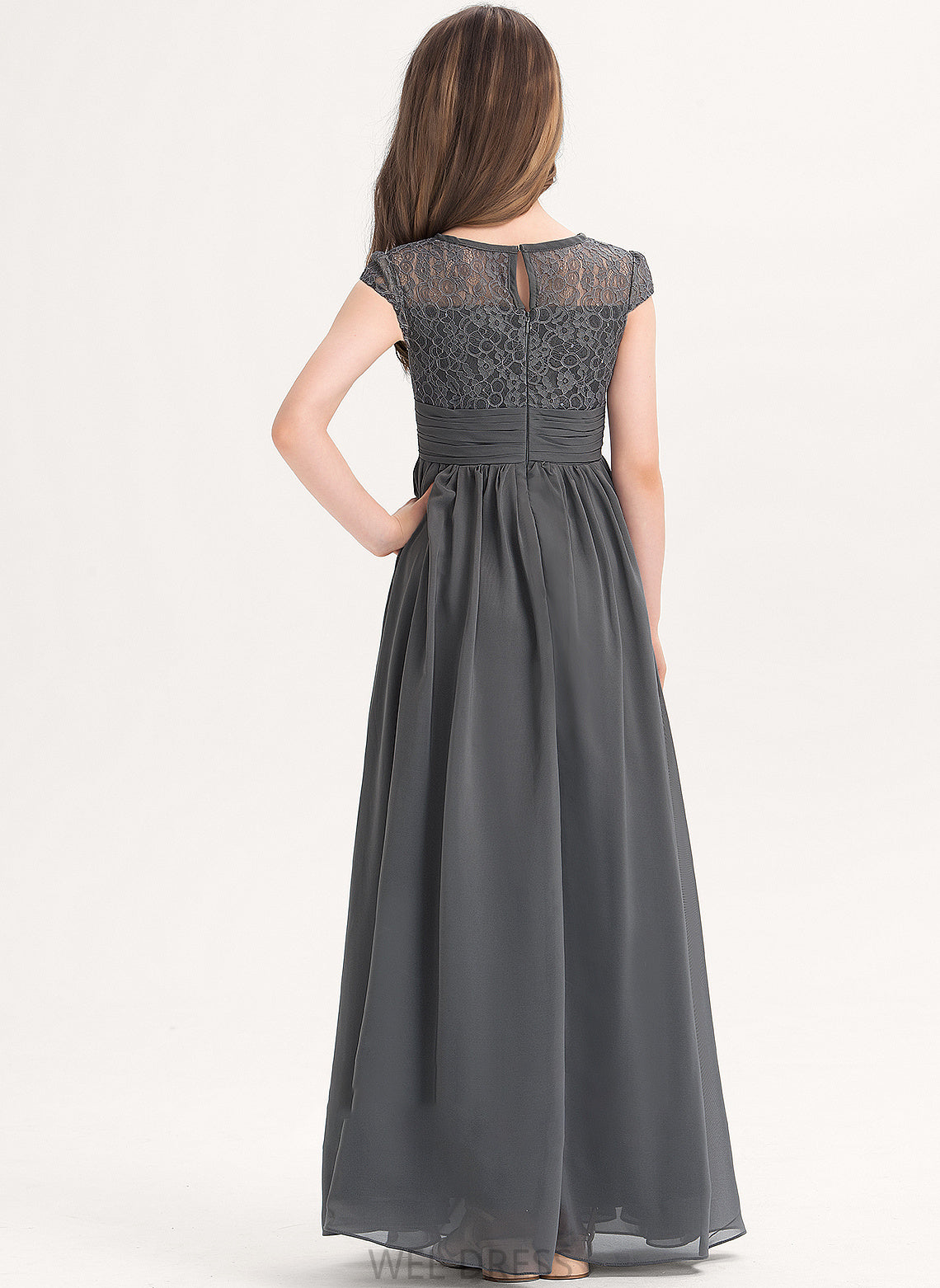 Lace Floor-Length Scoop Ruffle With Angelina Junior Bridesmaid Dresses Chiffon A-Line Neck