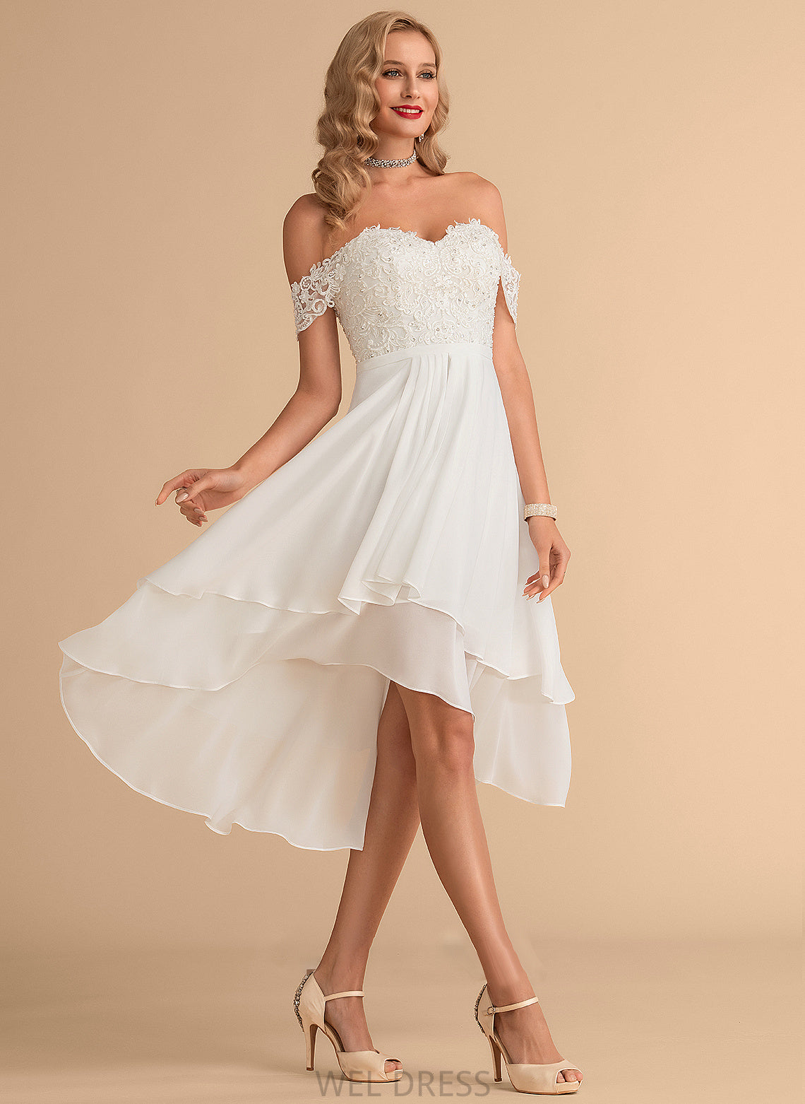 Dress Asymmetrical Wedding Dresses With Beading Sequins A-Line Lace Wedding Monserrat Chiffon