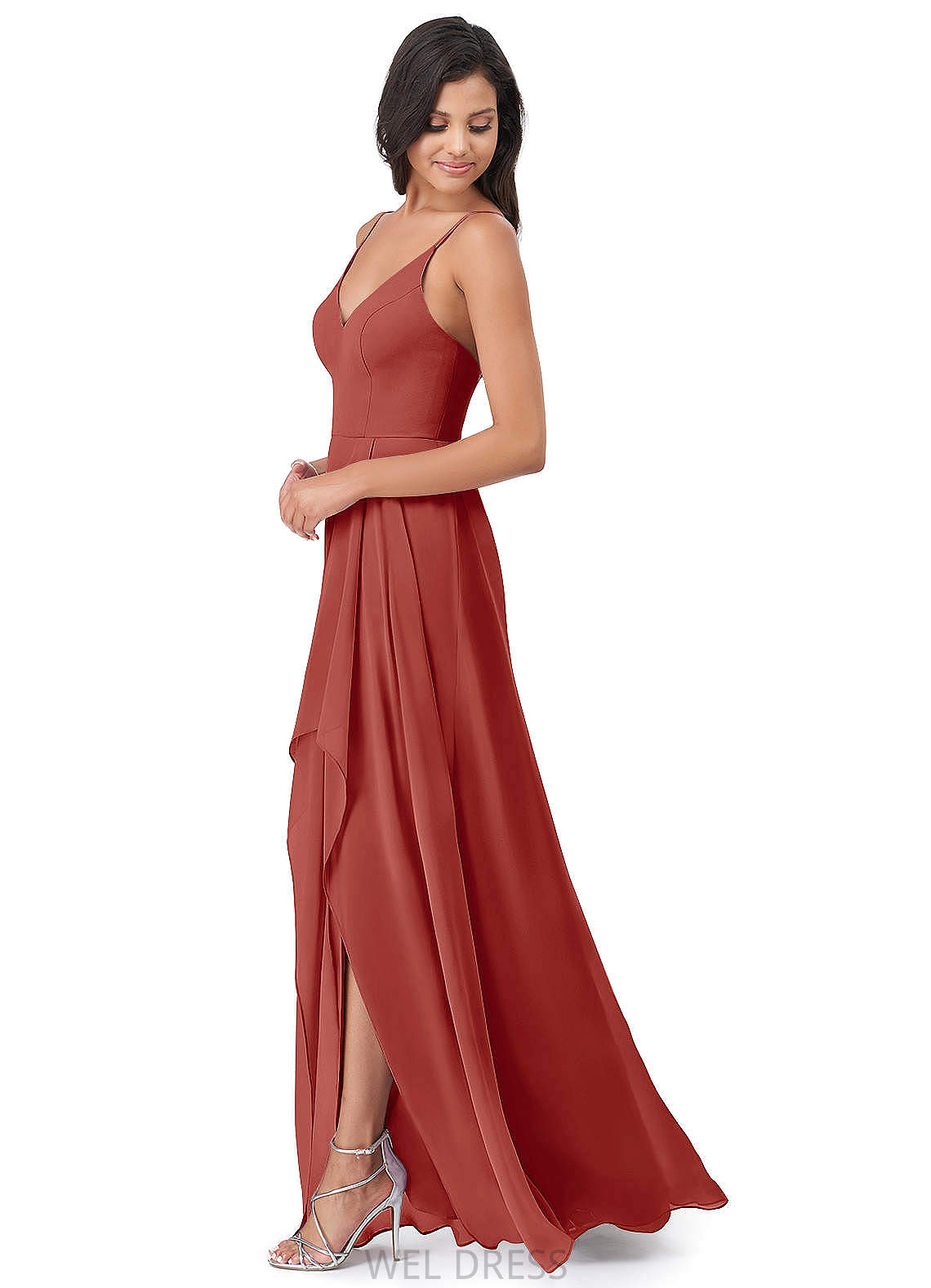 Olympia A-Line/Princess Natural Waist Sleeveless Floor Length Spaghetti Staps Bridesmaid Dresses
