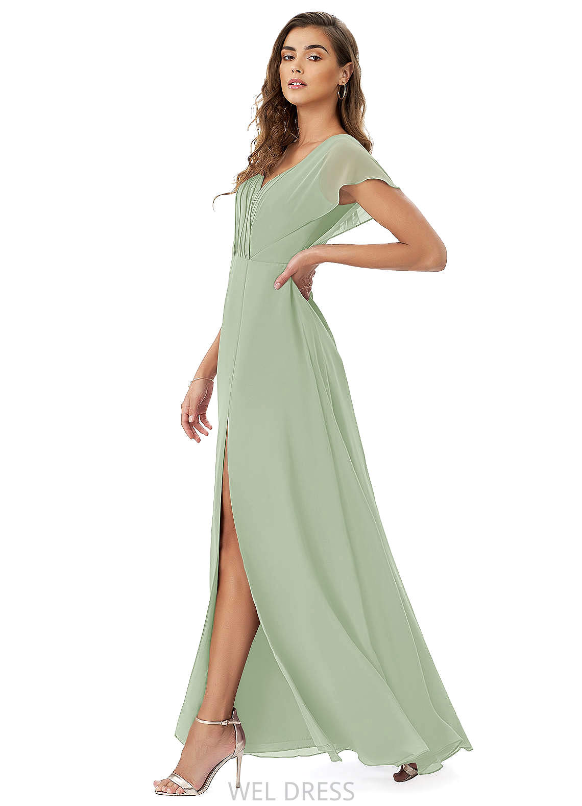 Hallie Floor Length Natural Waist Sleeveless A-Line/Princess Bridesmaid Dresses