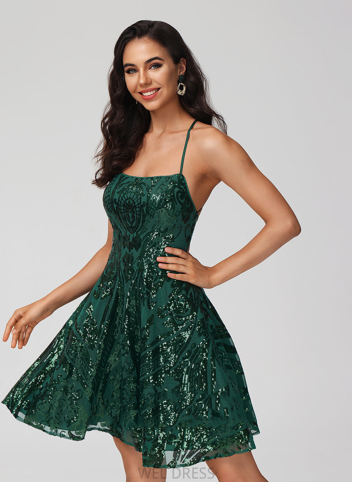 Sequined Ivy Homecoming Dresses Homecoming Short/Mini Neck Sequins A-Line With Scoop Dress