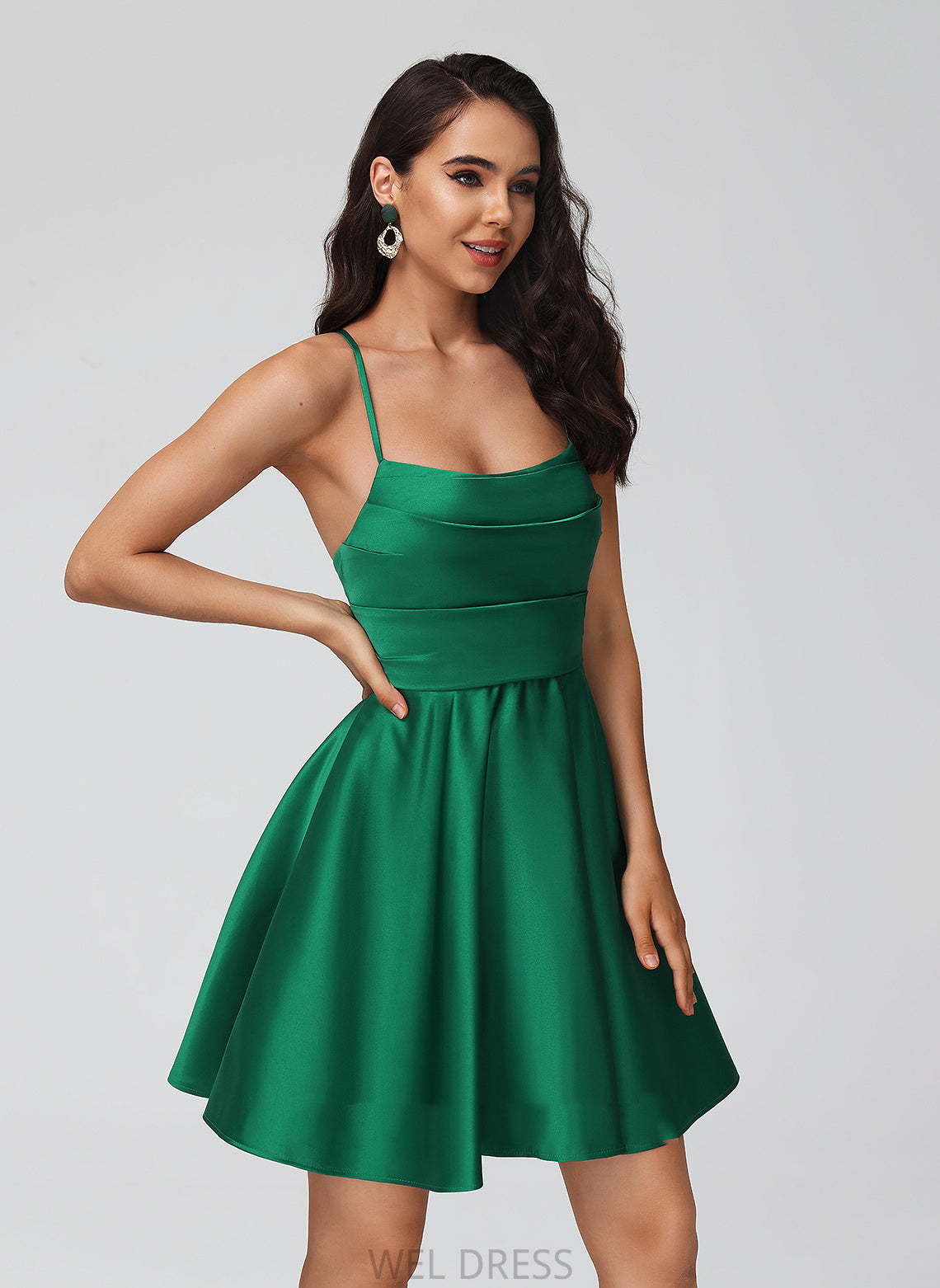 Homecoming Dresses Jayla With A-Line Neck Cowl Pleated Short/Mini Homecoming Dress Satin