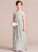 Bow(s) Mara Ruffle Junior Bridesmaid Dresses V-neck Floor-Length A-Line Chiffon With