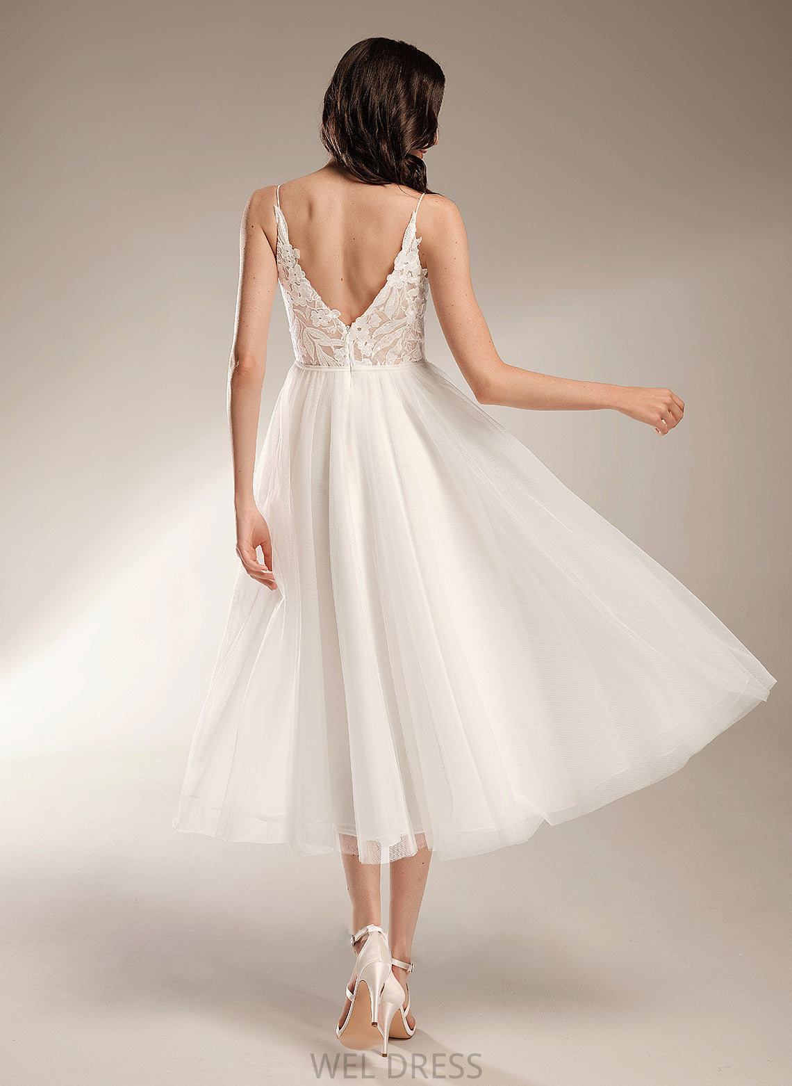 V-neck Dress Wedding Dresses A-Line Wedding Natasha Tea-Length