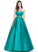 Ball-Gown/Princess Neck Prom Dresses Beading Liana Scoop Sequins With Satin Floor-Length