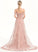 Off-the-Shoulder Tulle Chiffon With Train Sweep A-Line Prom Dresses Sequins Jaylin