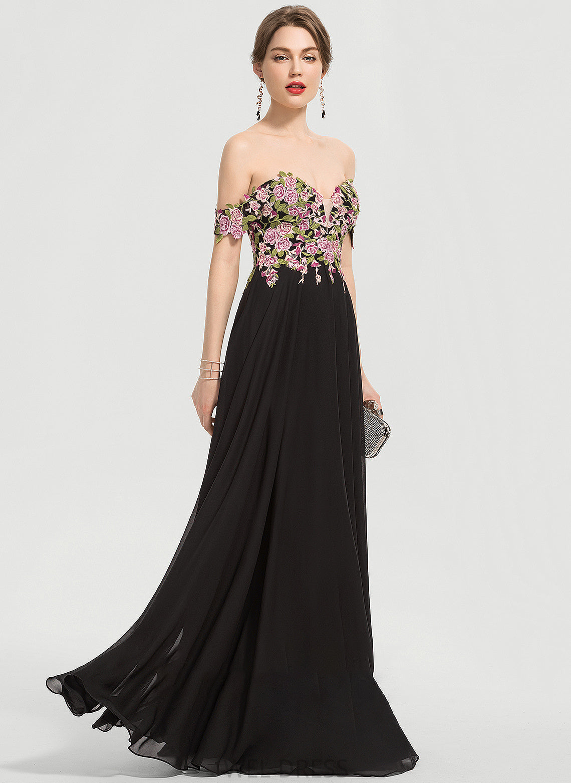 Chiffon Caitlin Floor-Length Ball-Gown/Princess Off-the-Shoulder Prom Dresses