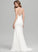 Sheath/Column Crepe Train Wedding Dress Front Split Wedding Dresses Joy With Stretch Bow(s) V-neck Sweep
