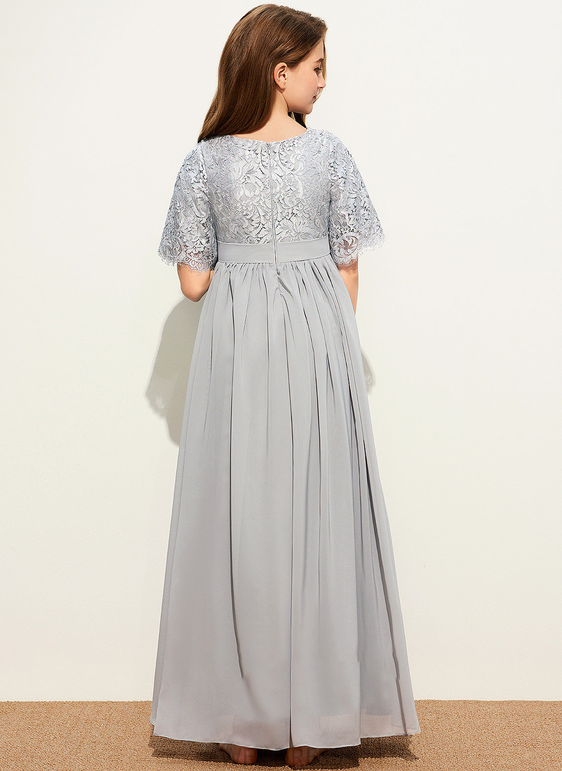 A-LineScoopNeckFloor-LengthChiffonLaceJuniorBridesmaidDress#253700 Aliza Junior Bridesmaid Dresses