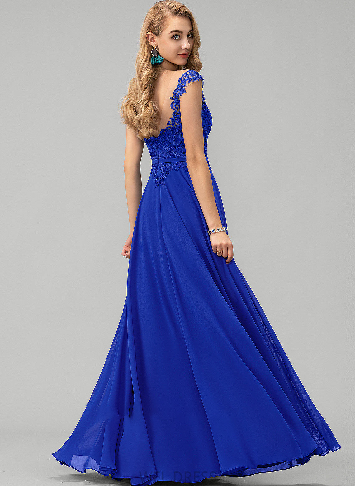 Chiffon Prom Dresses Neck Iyana Scoop Lace A-Line Floor-Length Sequins With