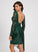 Lace With Lace Homecoming Dresses Asymmetrical Homecoming Sequined Abril Dress V-neck Sheath/Column Sequins