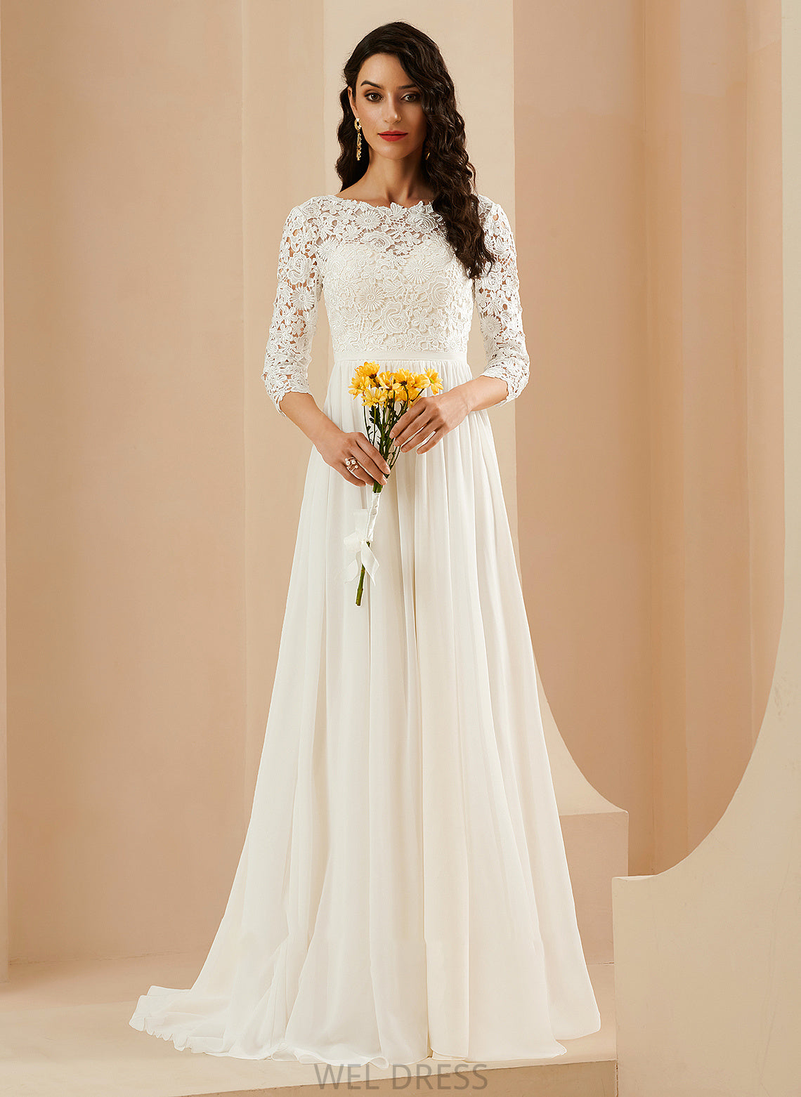 Wedding Abbigail Dress With Lace Sweep Train Wedding Dresses A-Line
