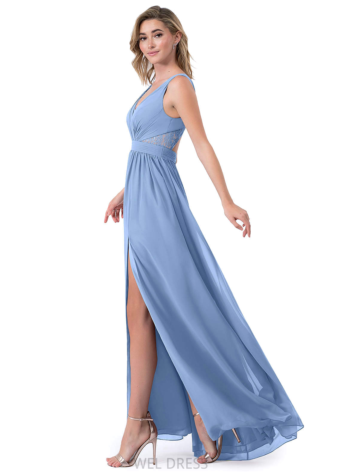 Barbara Natural Waist Floor Length A-Line/Princess Sleeveless Scoop Bridesmaid Dresses