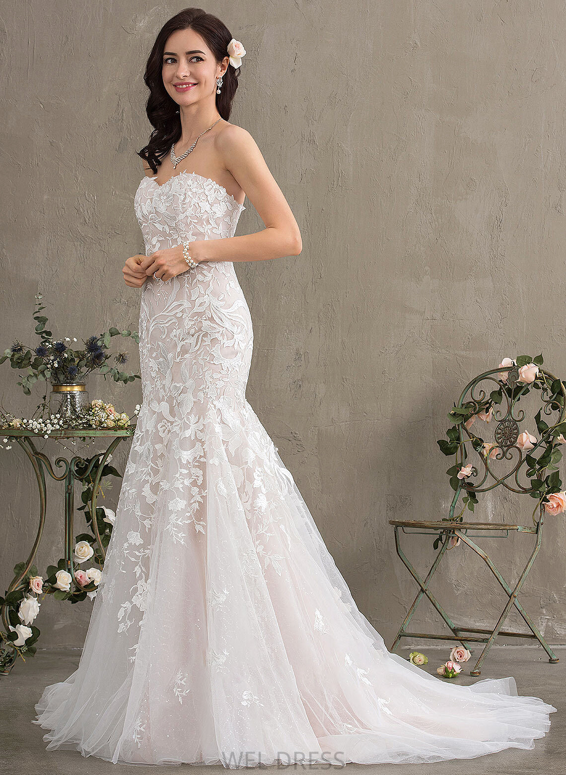 Haleigh Wedding Dress Lace Sweetheart Trumpet/Mermaid Wedding Dresses Train Tulle Court
