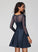 With Homecoming Neck Homecoming Dresses Scoop Kira Short/Mini Satin Dress A-Line Lace