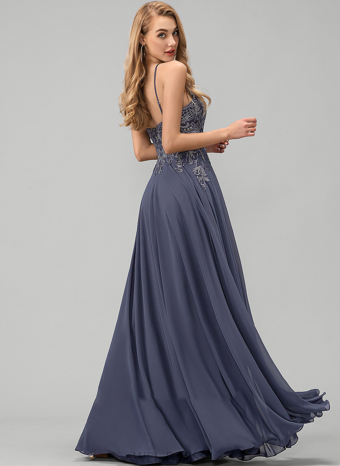 Prom Dresses Neck With Lace Sequins A-Line Marely Scoop Floor-Length Chiffon