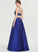 With V-neck Kristen Ball-Gown/Princess Split Prom Dresses Satin Sequins Floor-Length Front