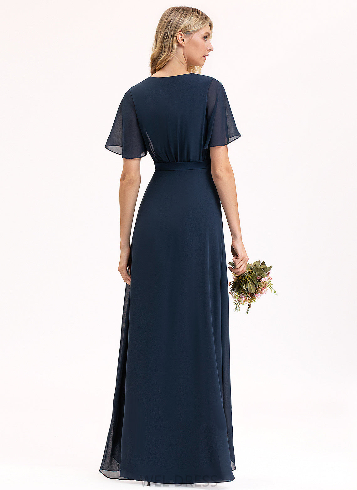 Silhouette A-Line V-neck Bow(s) Neckline Length Embellishment Asymmetrical Fabric Marely Natural Waist Sleeveless Bridesmaid Dresses