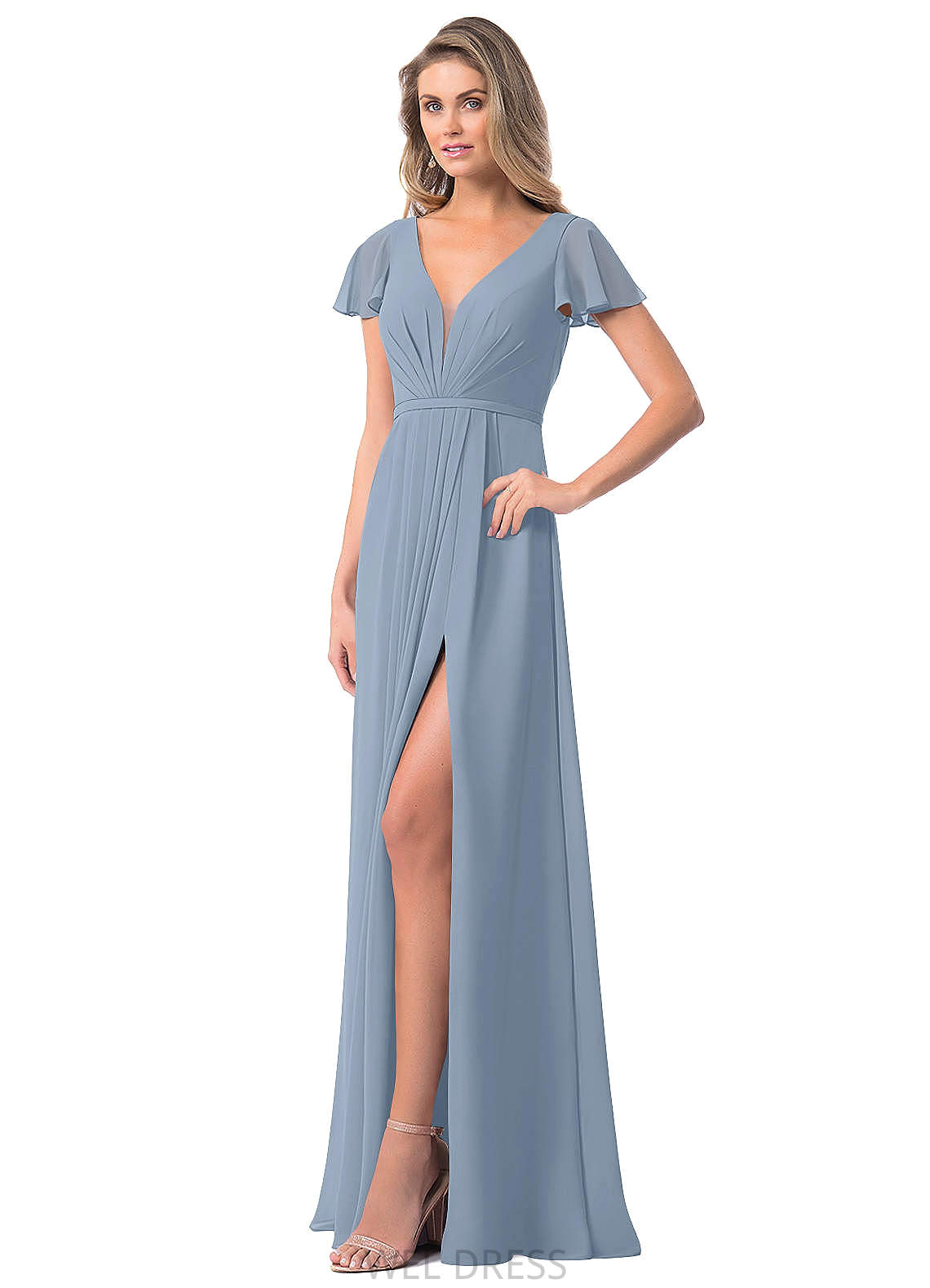 Norma V-Neck Sleeveless Floor Length Natural Waist A-Line/Princess Bridesmaid Dresses