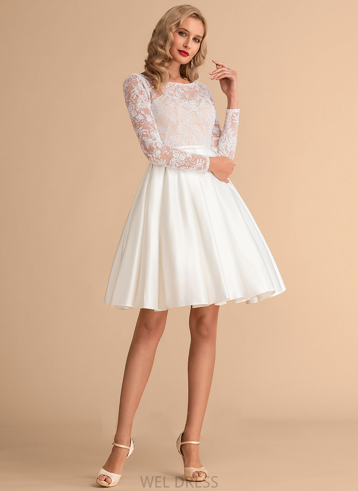 Wedding Dresses Scoop Neck Dress Ball-Gown/Princess Knee-Length Satin Lace Wedding Isabelle