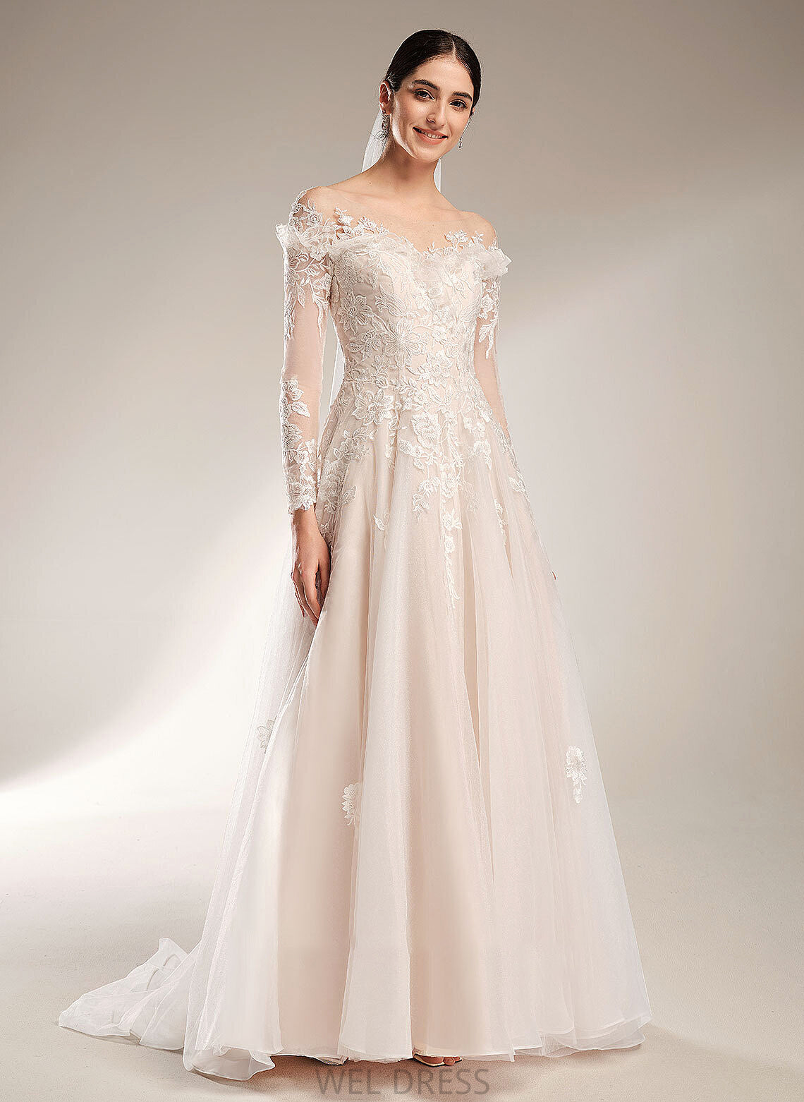 Sequins Ball-Gown/Princess Jamiya Wedding Dress Train Wedding Dresses Off-the-Shoulder Court With