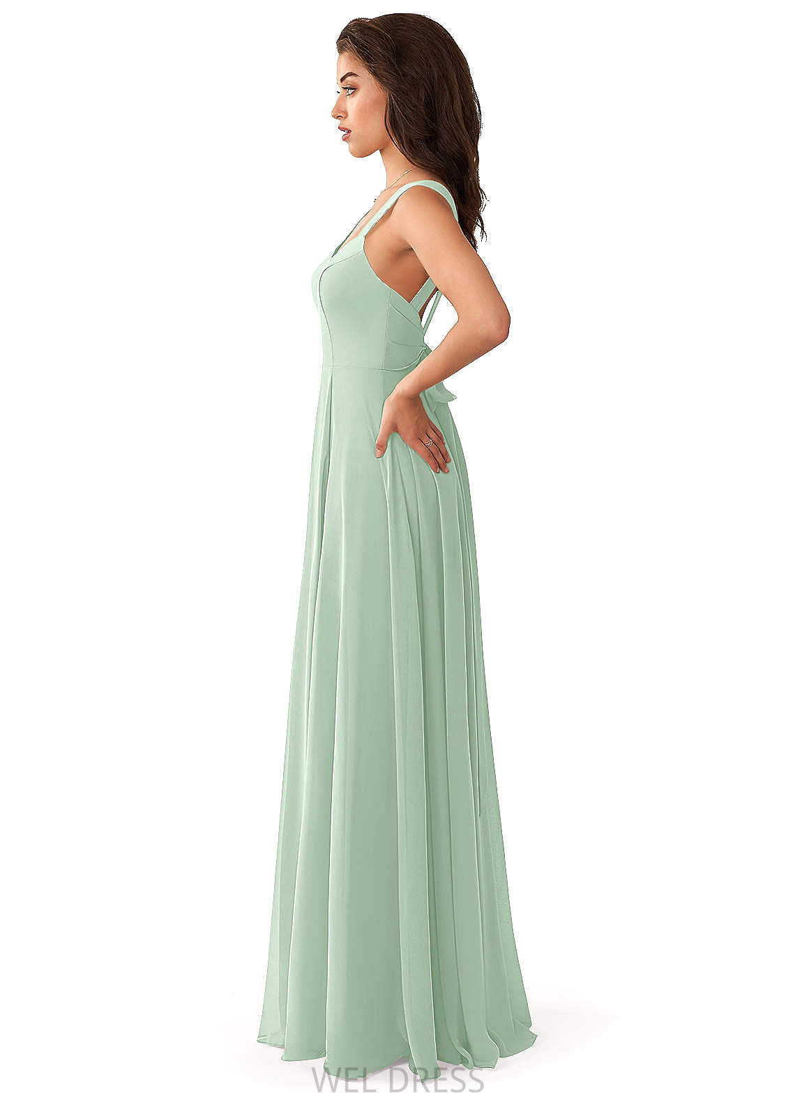Angel Spaghetti Staps Floor Length Sleeveless Natural Waist A-Line/Princess Bridesmaid Dresses