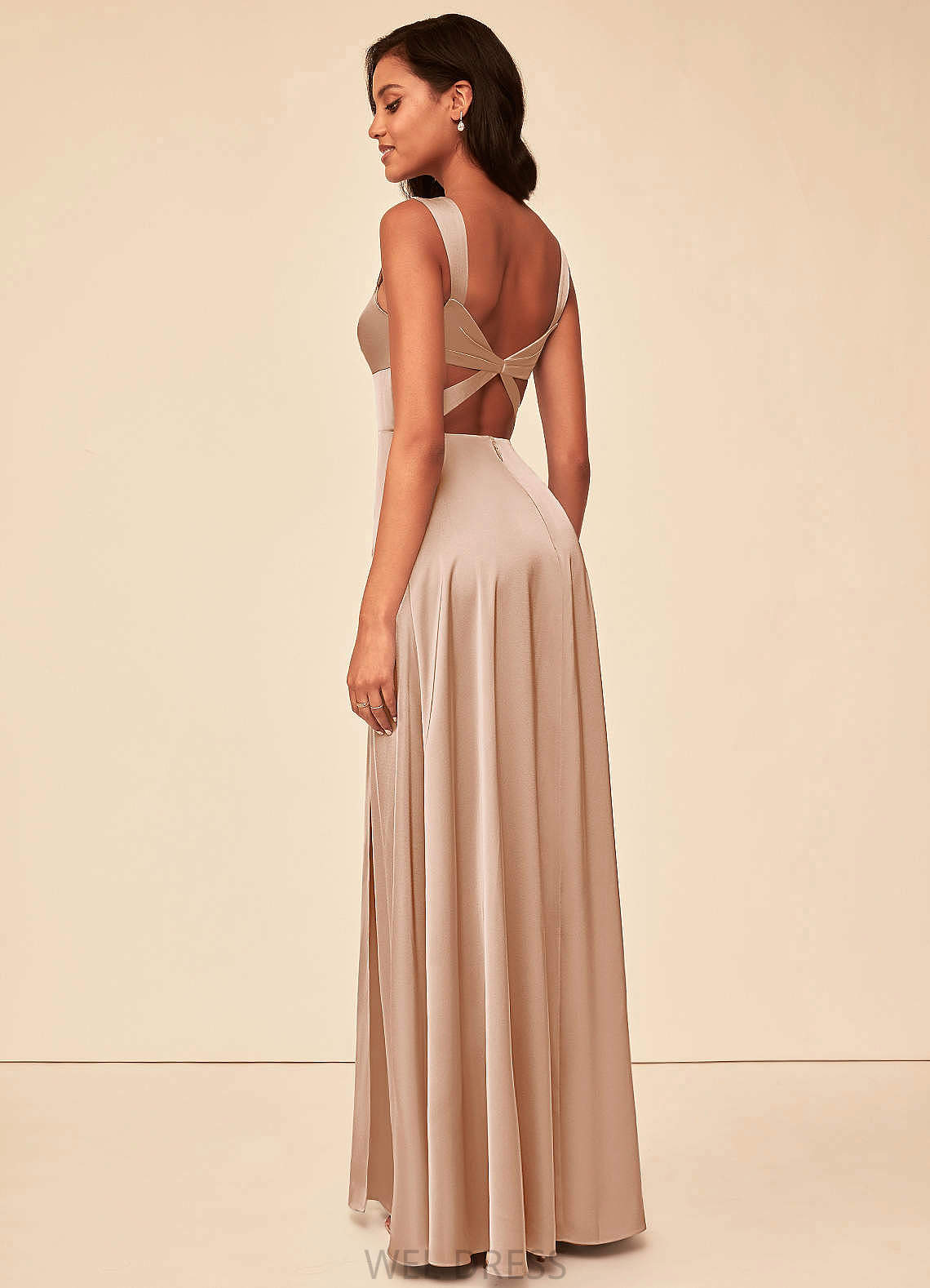 Jaslene Natural Waist Scoop Sleeveless A-Line/Princess Floor Length Bridesmaid Dresses