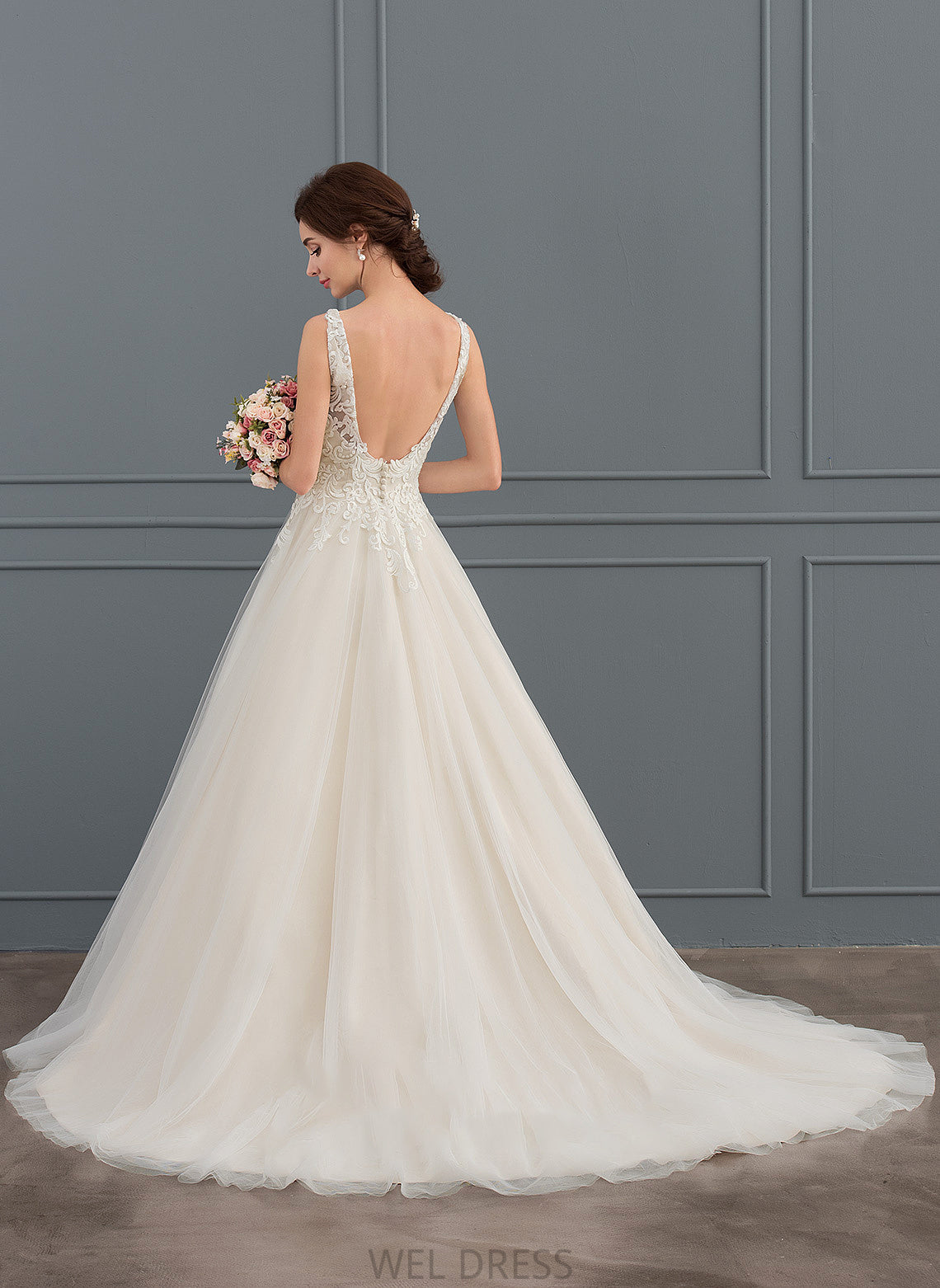 Dress Court Scarlet Ball-Gown/Princess Wedding Dresses Wedding Tulle Train V-neck