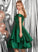 Prom Dresses Knee-Length A-Line Skylar With Satin Ruffle Off-the-Shoulder