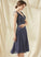 V-neck A-Line Mckayla Homecoming Knee-Length Homecoming Dresses Lace Chiffon Dress