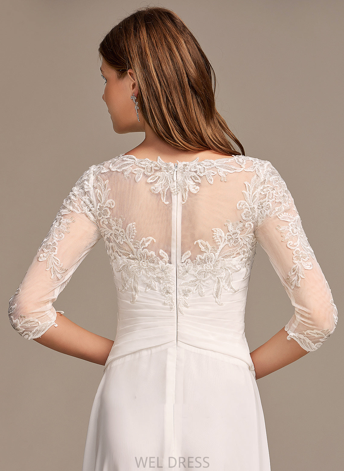 Illusion Asymmetrical Aleah Lace Wedding Dresses With A-Line Dress Wedding