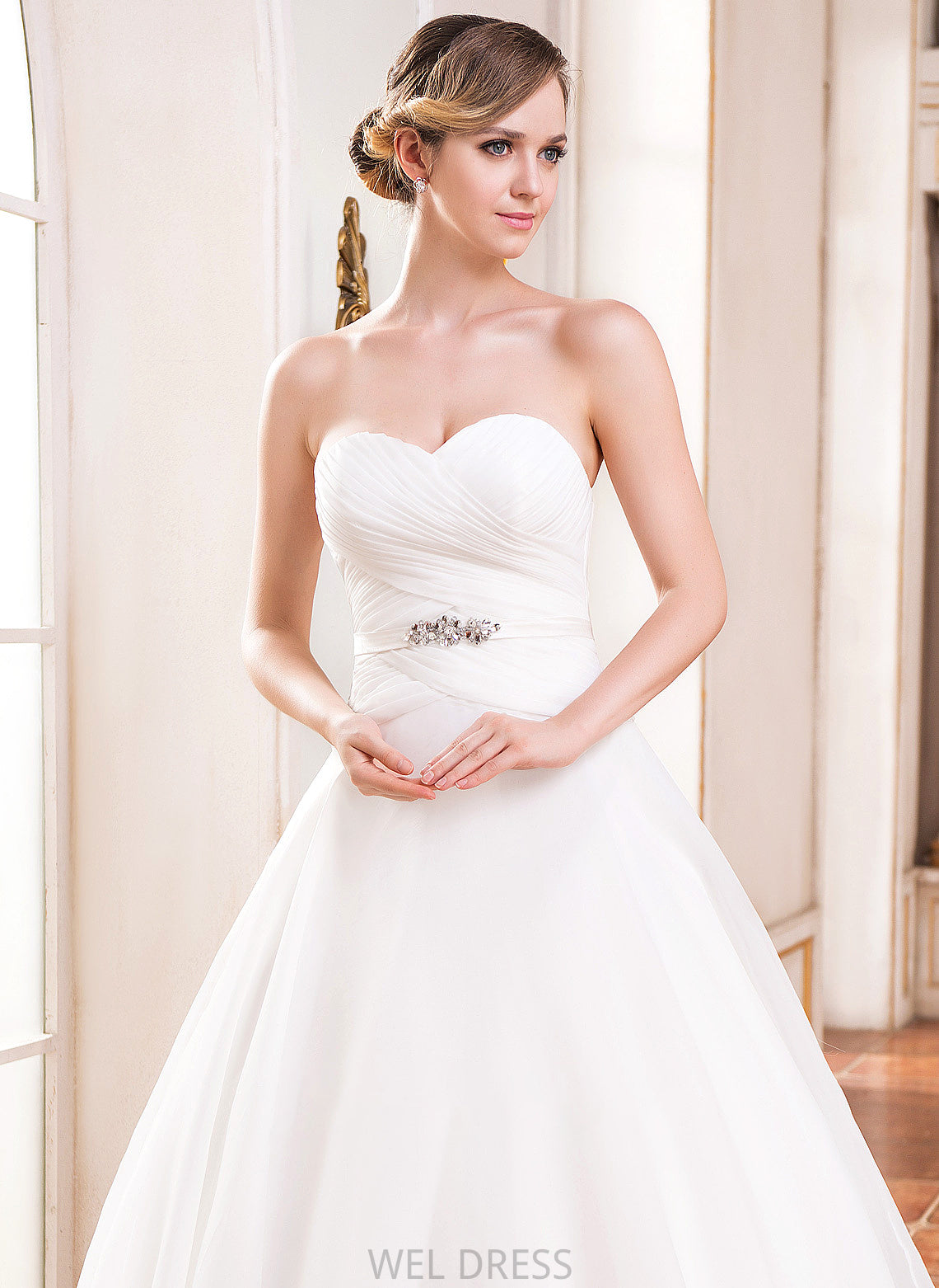 Dress With Lucia Ruffle Sequins Wedding Floor-Length Wedding Dresses Beading Organza Ball-Gown/Princess Sweetheart