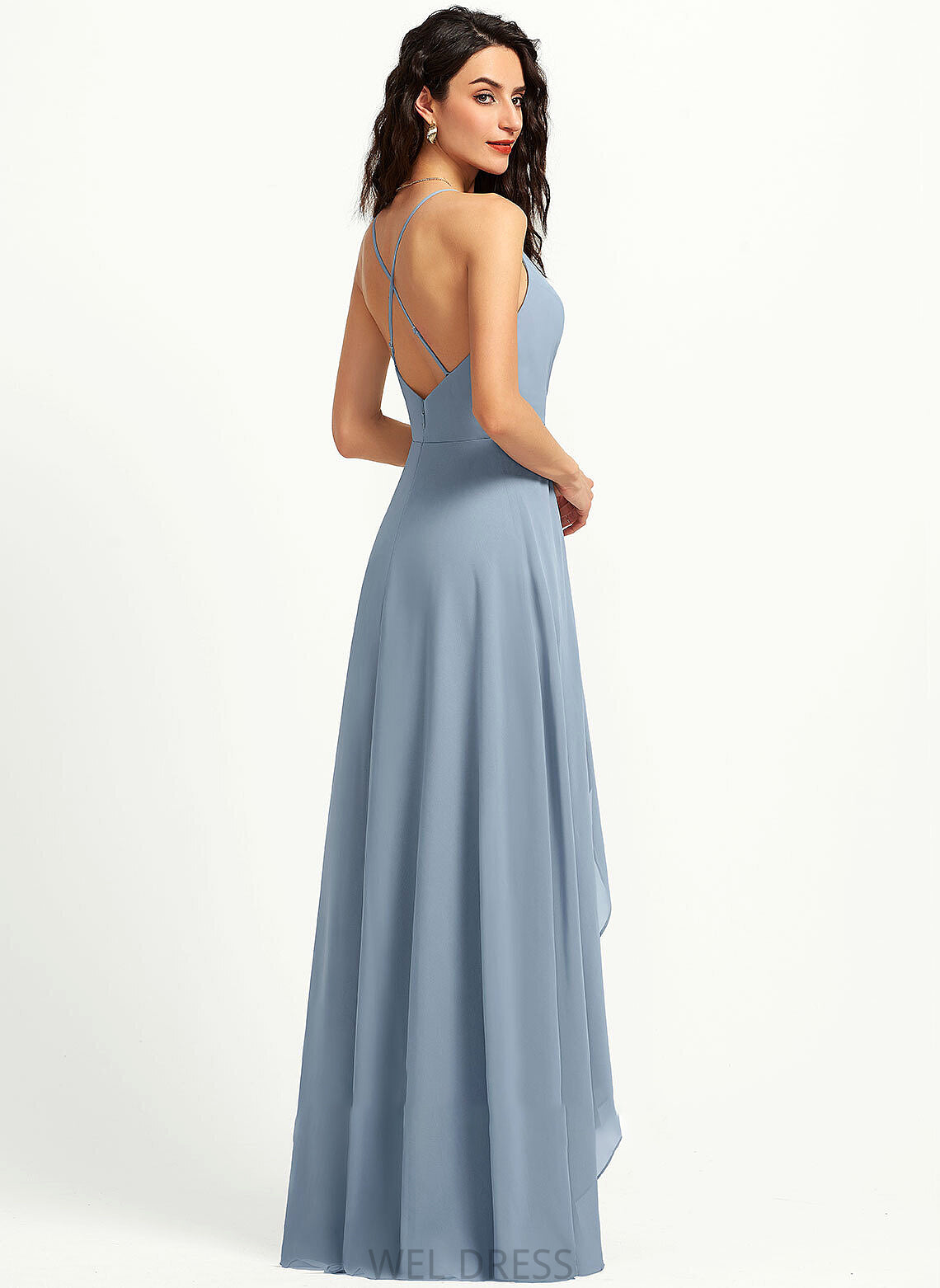 Asymmetrical V-neck A-Line Prom Dresses Emely