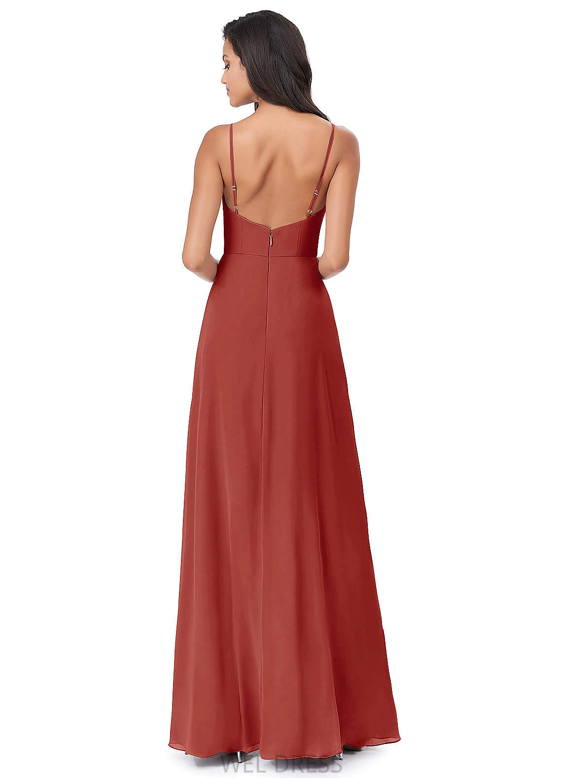 Olympia A-Line/Princess Natural Waist Sleeveless Floor Length Spaghetti Staps Bridesmaid Dresses