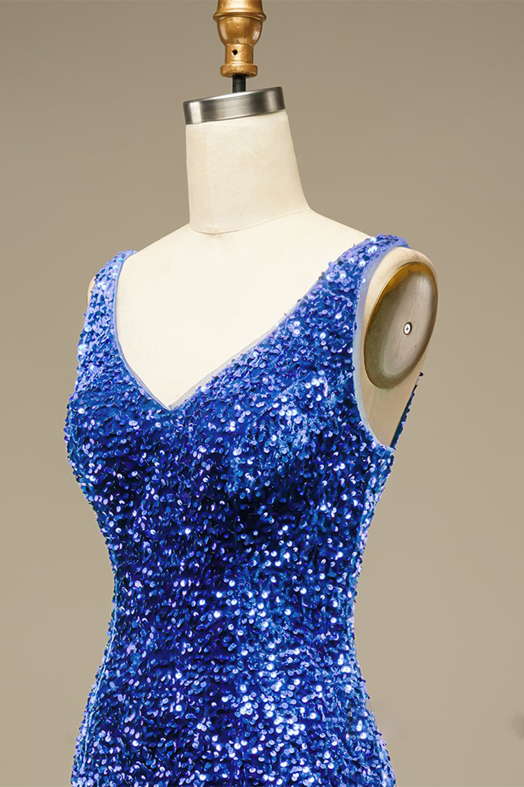 Glitter Blue Sequins Short Prom Dress Homecoming Homecoming Dresses Paula Party Dress