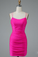 Zoie Lace Homecoming Dresses Up Spaghetti Straps Short Pink Party Dress