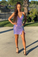 Lavender Fashion Glitter Party Dress Short Homecoming Dresses Blanche Prom Dress