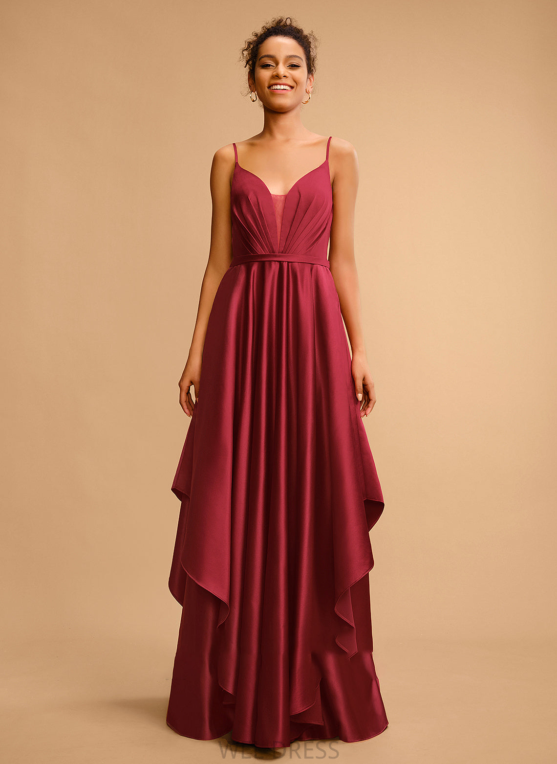 Prom Dresses V-neck Adeline Satin Ball-Gown/Princess Floor-Length