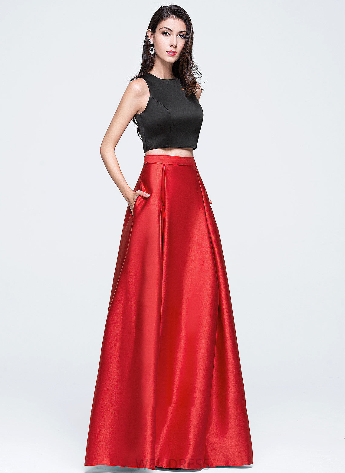 Scoop Pockets With Aliana Prom Dresses Ball-Gown/Princess Satin Floor-Length Neck