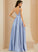 Floor-Length Kaylie V-neck Pockets Ball-Gown/Princess Ruffle Prom Dresses With Satin
